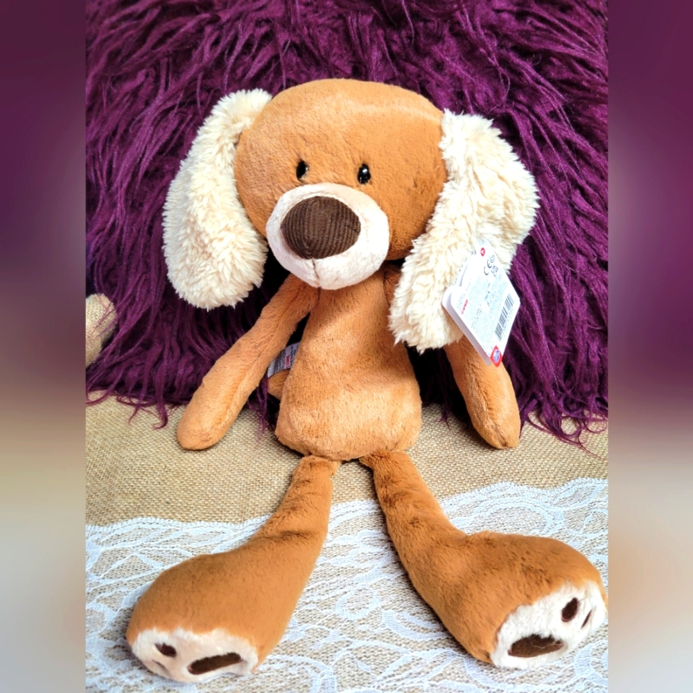 Gund take along plush dog he has the softest ears-tan/bown
